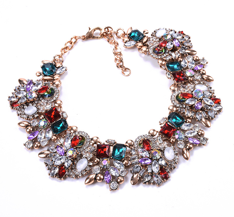 Mode Fleur Cristal Artificiel Alliage Placage Strass Femmes Collier display picture 4