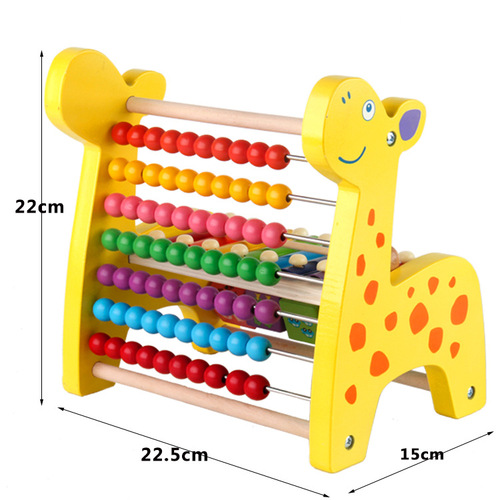 Wooden multifunctional deer knocking piano and beading calculation rack flip rack three-in-one children's early education educational toy