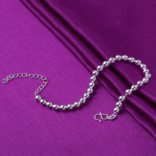 Korean Matte Silver Bead Bracelet, Silver Plated Women's Fashion Handmade Round Bead Bracelet, Wholesale