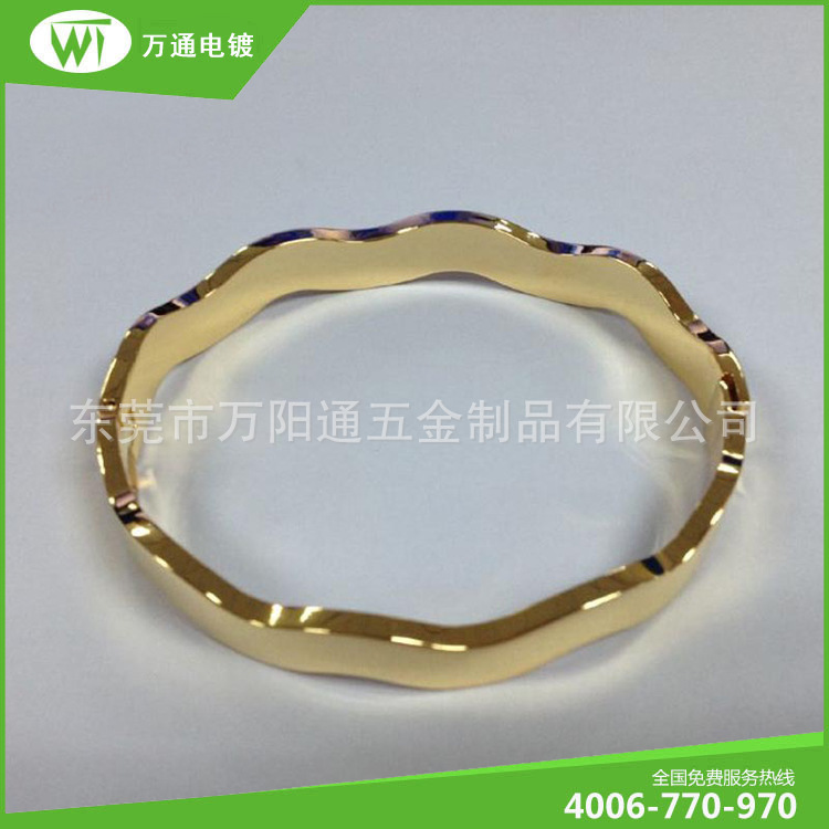 东莞首饰电镀厂提供手镯真空电镀14K浅金加工 PVD电镀厂 五金电镀
