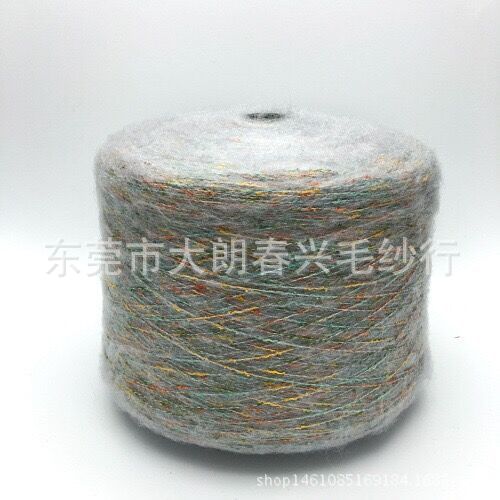 花式纱批发5.5支彩虹马海毛纱涤纶50%晴纶50%涤纶马海毛色纱现货A