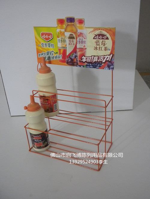 厂家供应饮料展示架 金属台面式饮料展示架 铁质铁丝饮料小架子