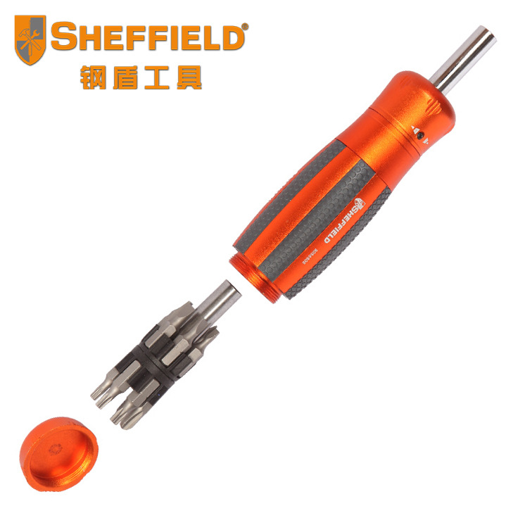 钢盾工具 棘轮螺丝刀铝合金双向可换头螺丝刀多功能13合一螺丝刀