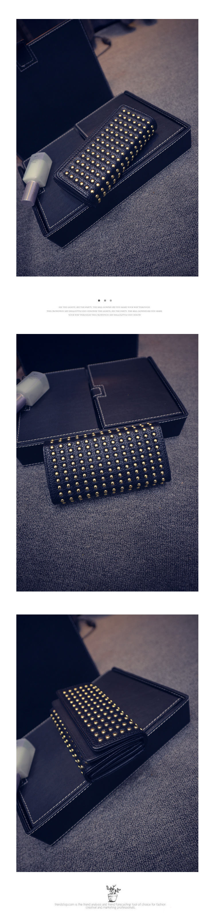 191g Weight Synthetic Leather Lining Material Flip Cover Closure Type Business Occasion Pu Leather Material Solid Color Pattern Women'S Gender Fashion Style Square Shape Grey, Black Color New Punk Style Fashion  Long Double Cover Wallet 8