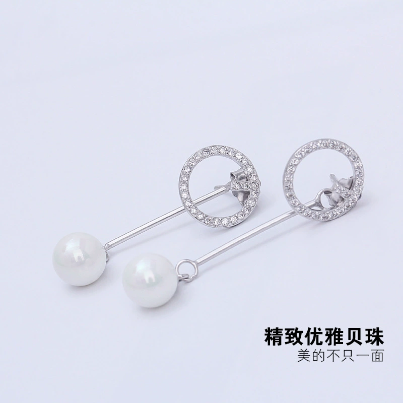 Long earrings, accessory from pearl, silver 925 sample, Korean style, 925 sample silver
