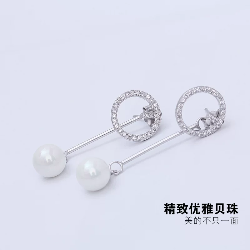 Long earrings, accessory from pearl, silver 925 sample, Korean style, 925 sample silver