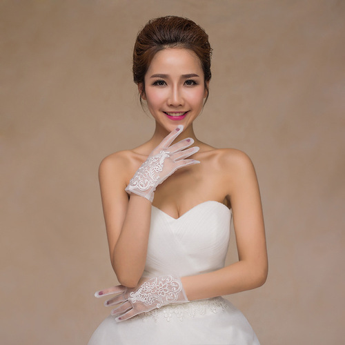 Wedding gloves wedding etiquette host lace bride wedding dress cheongsam female photo photography gloves 1024