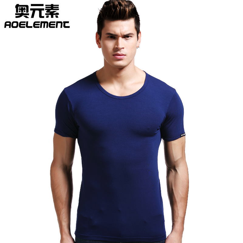 Men's Underwear Modal T-Shirt Short-sleeved Summer Slim-fit Thin Round Neck Tight Solid Color Men's Sports Base Shirt