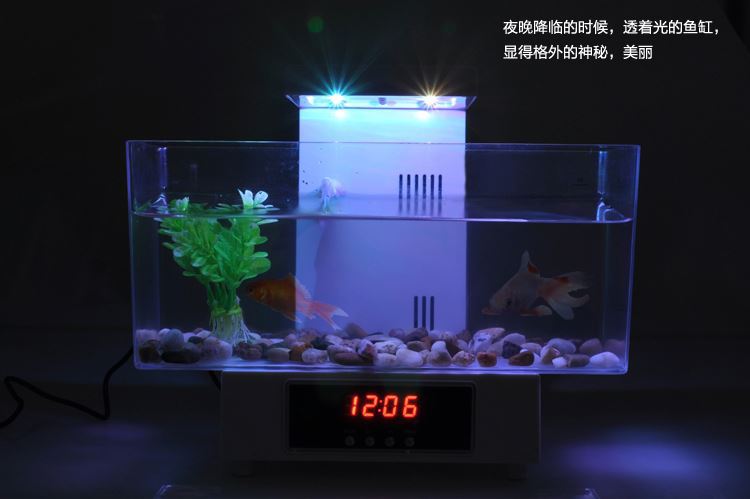 创意桌面水族箱USB迷你小型观赏金龙鱼亚克力生态鱼缸儿童节礼物详情7