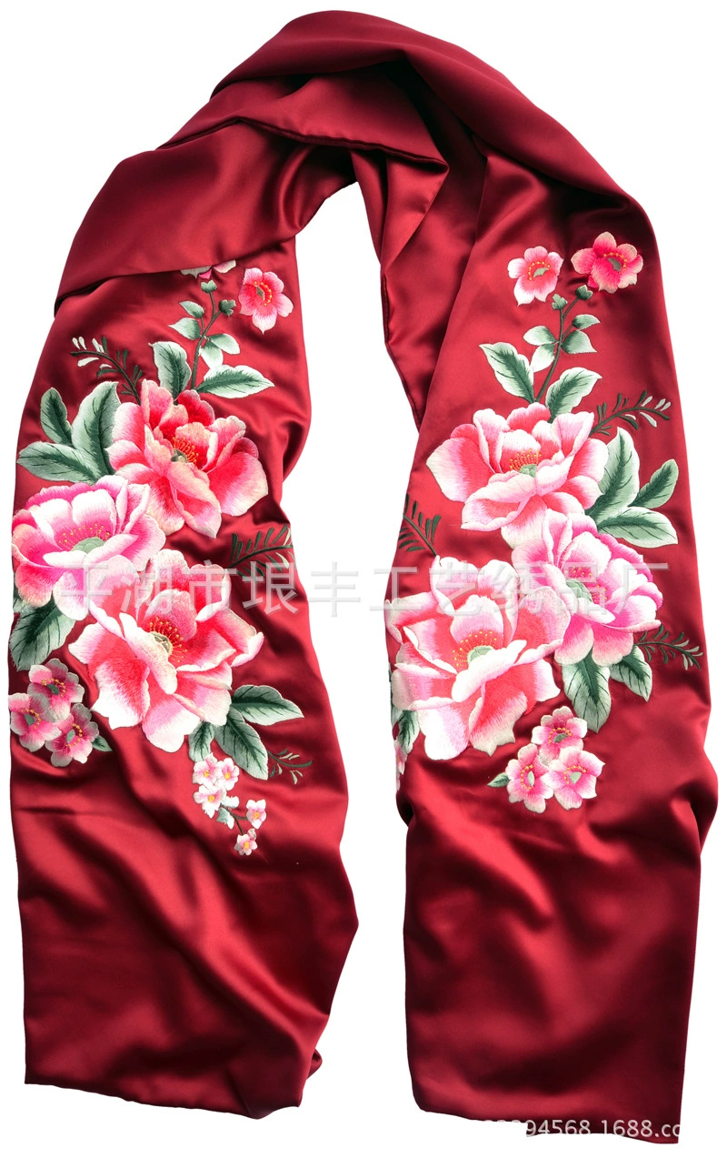 德丰绣品 Летний шарф, плащ, украшения, с вышивкой, подарок на день рождения