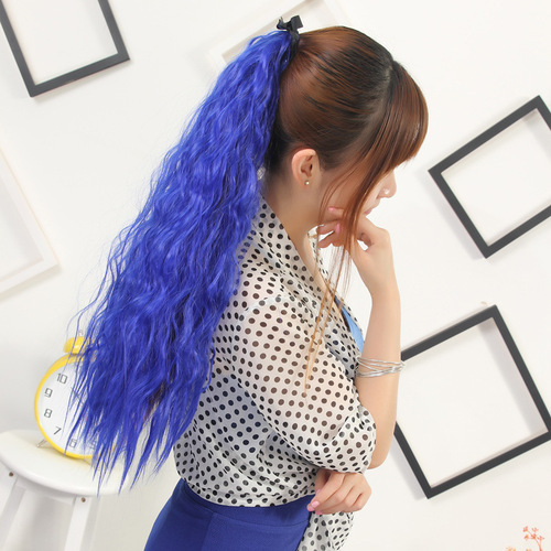 Corn-bleached ponytail wig for women, synthetic hair, ponytail strap, corn-bleached long curly ponytail wig, bundle-style ponytail wig