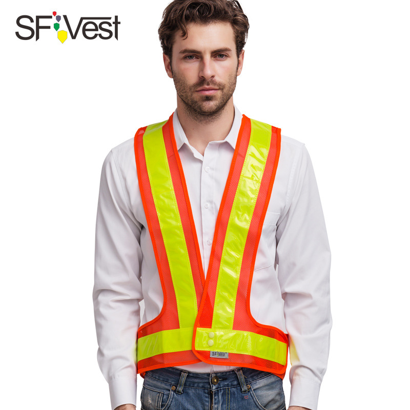 SFVest反光v型背心马甲 骑行安全反光服路政环卫晶格道路高速衣服|ru