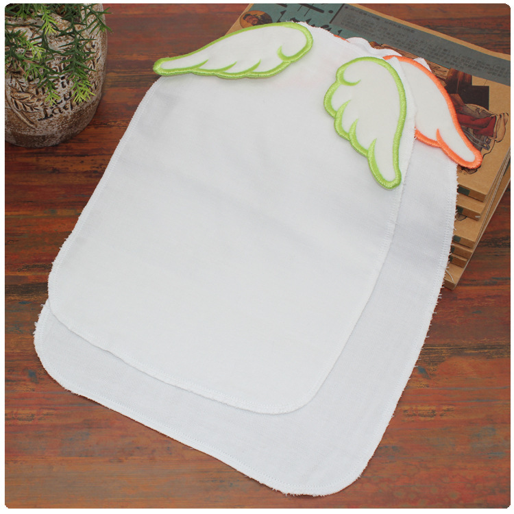 25*35L码4层纱布棉儿童隔汗巾天使翅膀 垫背巾吸汗巾宝宝垫背巾