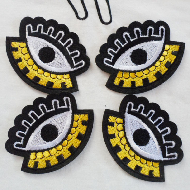 DIY电脑绣花贴牛仔裤牛仔衣背包徽章补丁贴背胶烫熨个性眼睛布贴