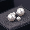 Double-sided earrings from pearl, European style, simple and elegant design, wholesale