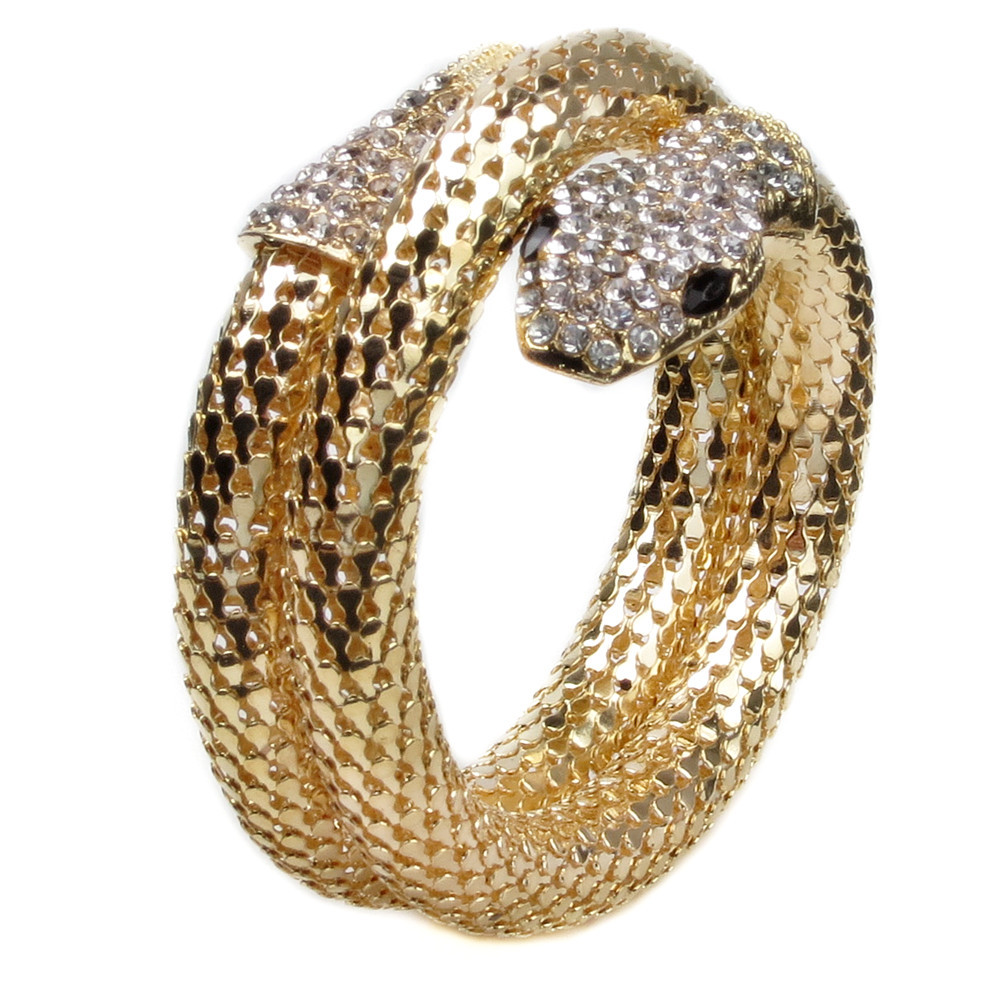 Fashion Snake Alloy Inlay Rhinestones Bangle