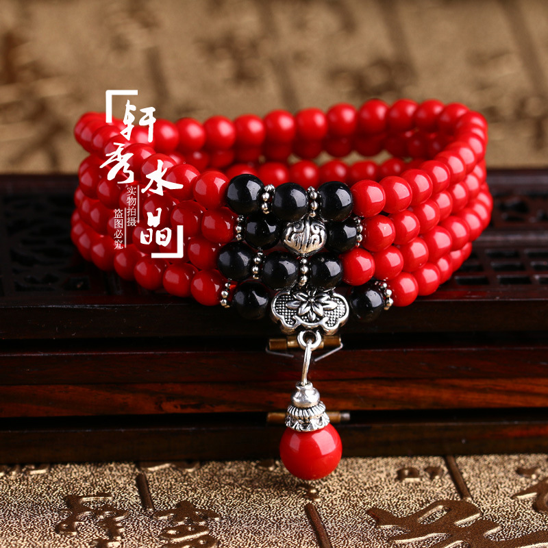 crystal Cinnabar Bracelet men and women Year of fate Jewelry Beads Hand string Night market stall Source of goods wholesale