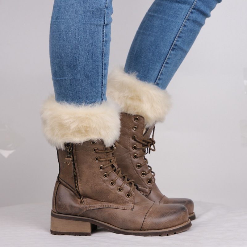 European And American Fur Boot Cover Warm Foot Sock Christmas Fur Booties Short Wool Shoe Cover display picture 3