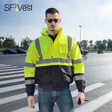 SFVest反光棉衣交通安全棉袄高速公路政大衣服骑行外套男冬季防寒