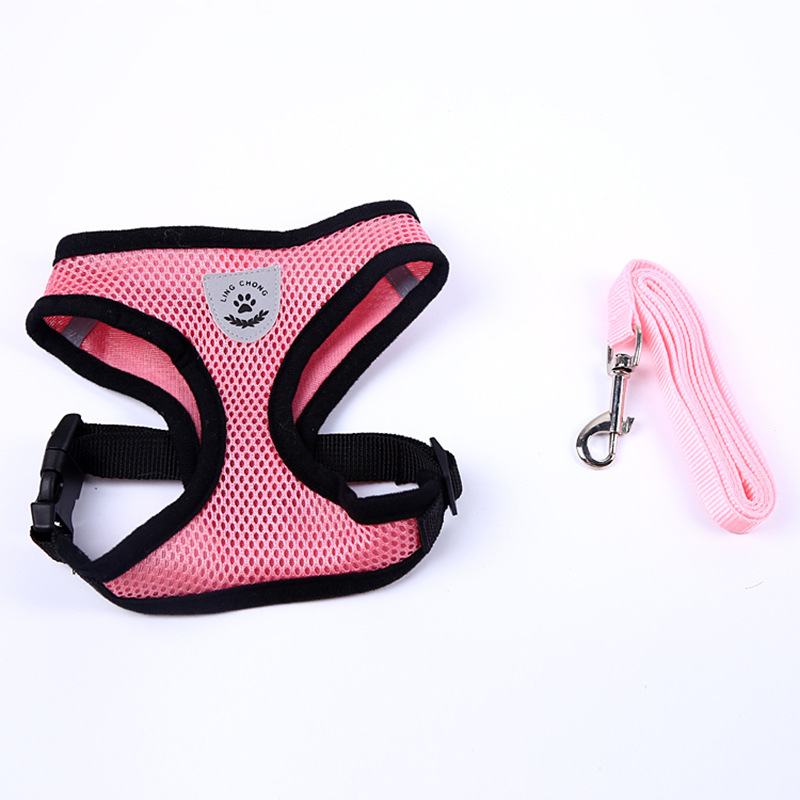 Vest-Style Pet Set Leash Breathable Mesh Dog Harness_voghion.com