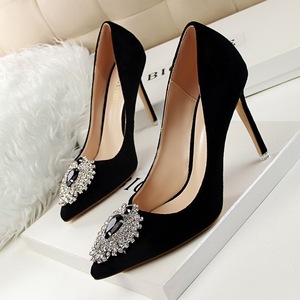 Han edition elegant luxury 516-6 diamond gem shoes high heel with shallow mouth pointed suede sexy women's shoes