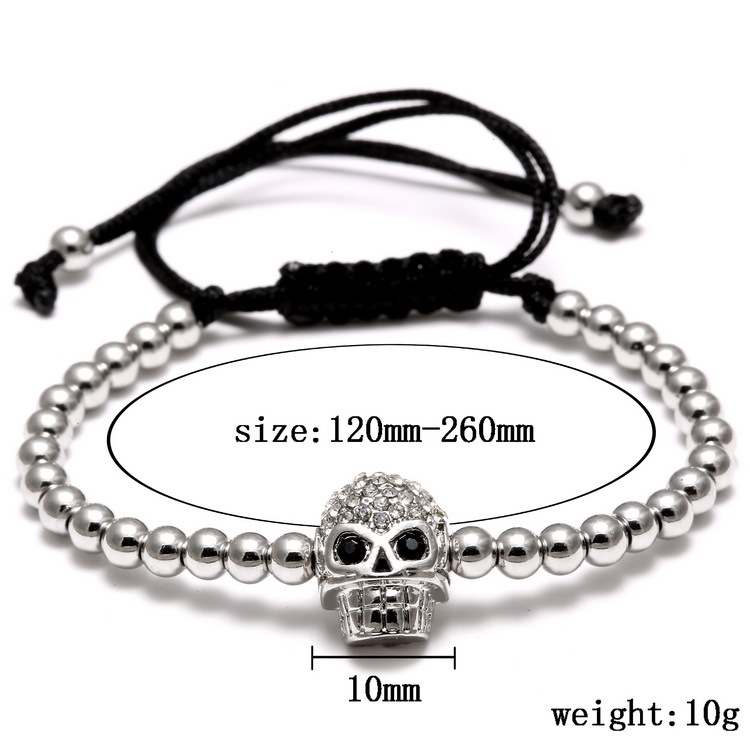 Fashion Skull Copper Plating Zircon Bracelets 1 Piece