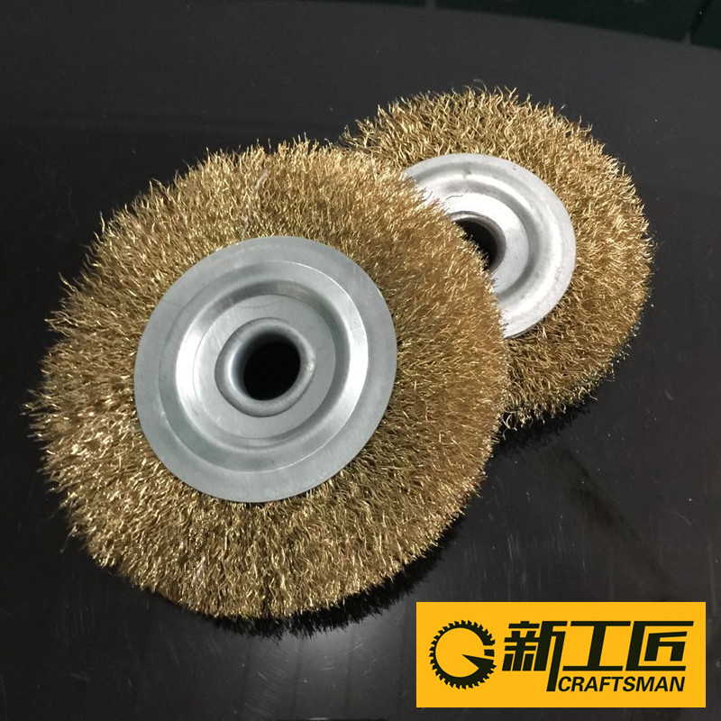 平型钢丝轮 平行钢丝刷 平行镀铜黄钢丝轮 打磨除锈抛光轮200-300