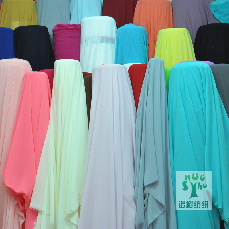 涤纶布围巾玩具裙子服装面料微弹纺织工艺珍珠雪纺布料批发