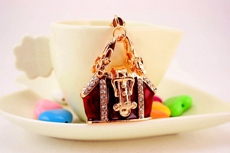 54g Weight Alloy, Metal Material Unisex Gender Purple, Red, Blue Color Creative Handbag Shape Key Chain 6