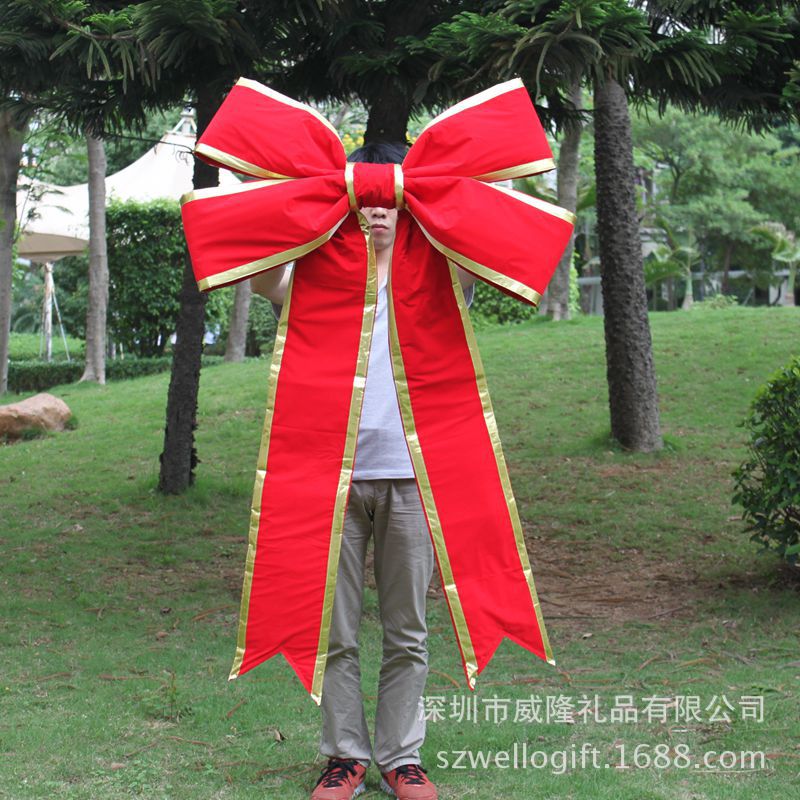 厂家定制48寸红色金边防水防晒绒布户外大型圣诞蝴蝶结