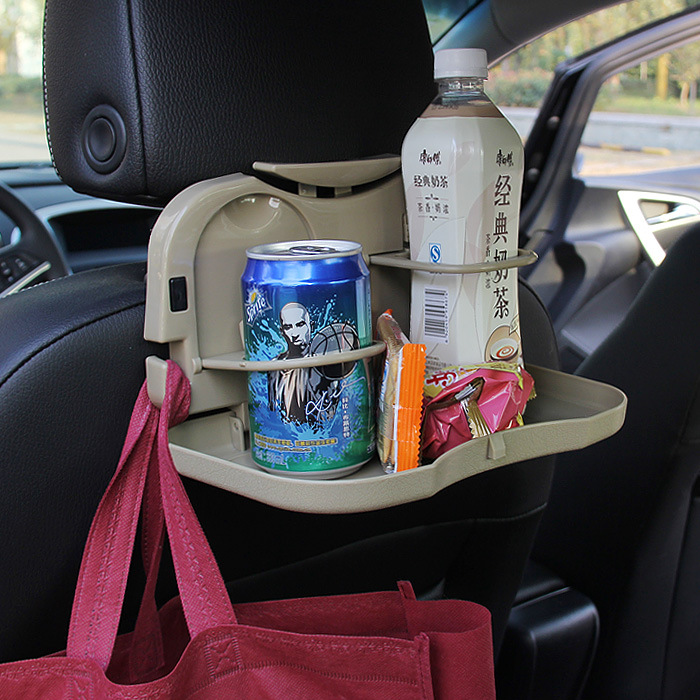 Car Dinner Plate Multifunctional Car Folding Dining Table Telescopic Chair Back Storage Water Cup Drink Holder Tray Factory Wholesale