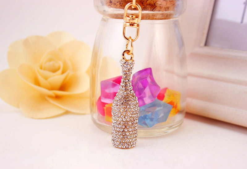 Keychain Classification Korean Diamond Crystal Wine Bottle Metal Keychain