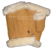 秋冬半指手套真羊皮女皮毛一体绵羊皮整皮羊皮保暖男女款电脑手套