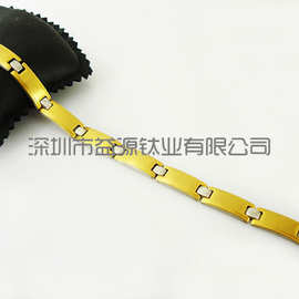 供应时尚真空镀金钛手链 健康能量钛钢锗手链定制 来图来样加工