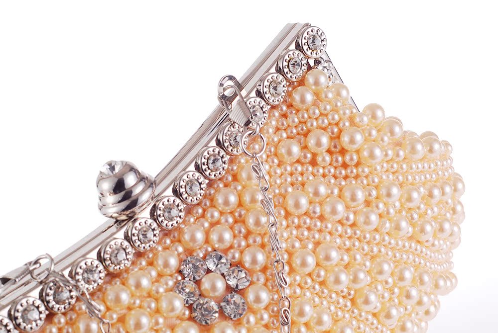 New Diagonal Pearl Belt Diamond Fashion Dinner Bag Handbag Beaded Embroidered Handbag display picture 3