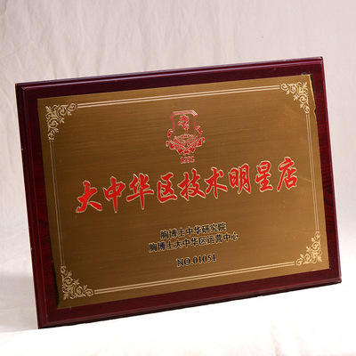 訂制公司木質銅牌 不鏽鋼钛金獎牌定做 金箔銀箔木托紀念獎牌制作