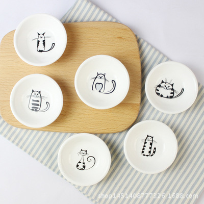 Japanese small dish cartoon ceramic dish sauce vinegar seasoning dish dish cat dish flavor dish