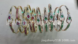 18K金弹力手镯制造18K金镶钻珠宝设计定制925银镶嵌宝石首饰加工