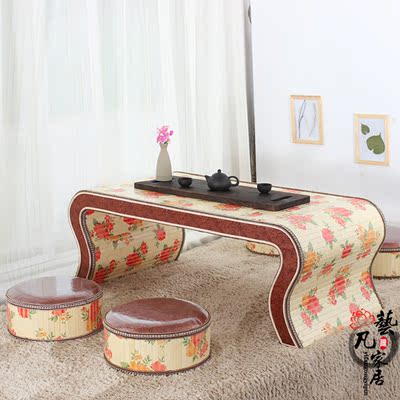 榻榻米茶几 草编飘窗茶几客厅茶桌藤编茶几窗台榻榻米茶几批发