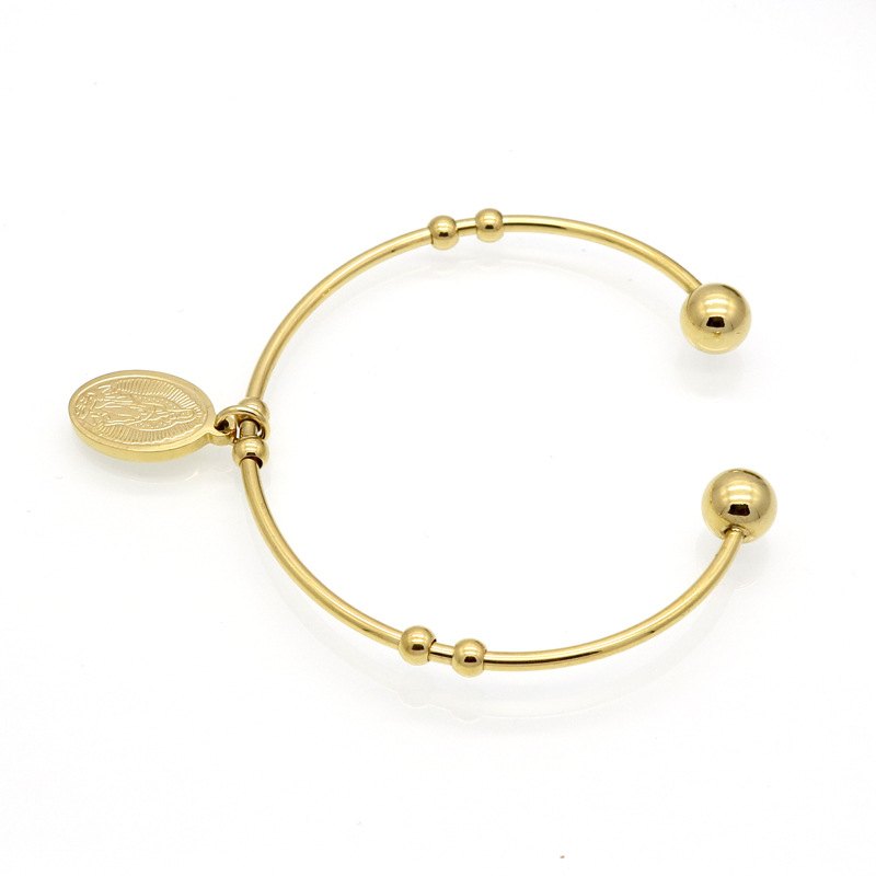 1 Piece Quantity Fashion Round 304 Stainless Steel Titanium Steel 18K Gold Plated Bangle In Bulk