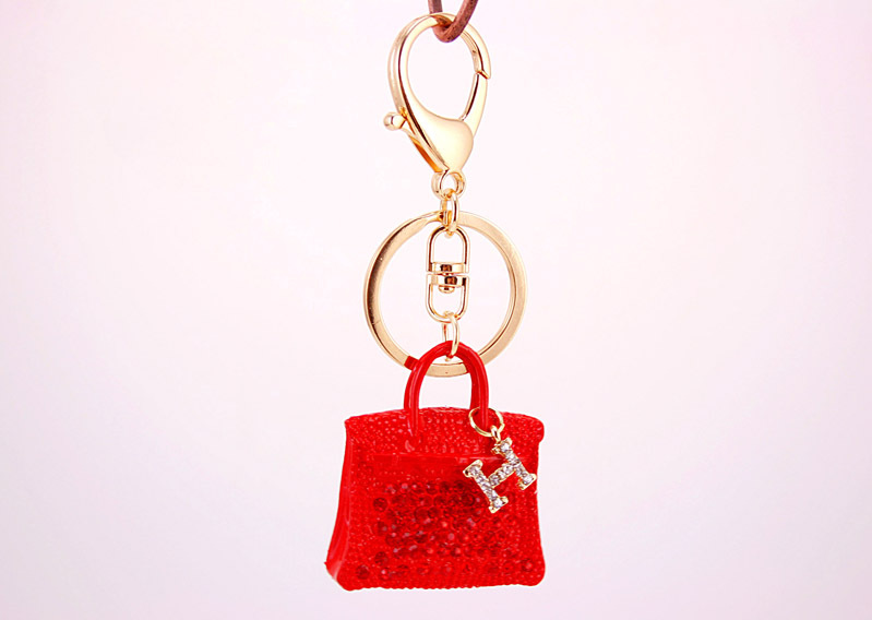 Cute Diamond-studded Portable Bag Car Ladies Metal Pendant Keychain display picture 3