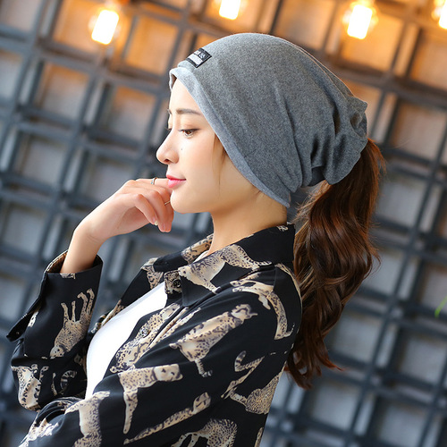 Korean version with edge patched hats for men and women, autumn and winter pullover hats, double-layer confinement hats, solid color cloth label piles, Baotou hats