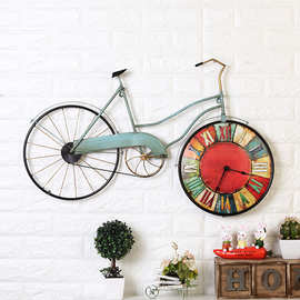 复古铁艺自行车壁挂创意家居酒吧咖啡厅墙面挂件钟墙上装饰品壁饰