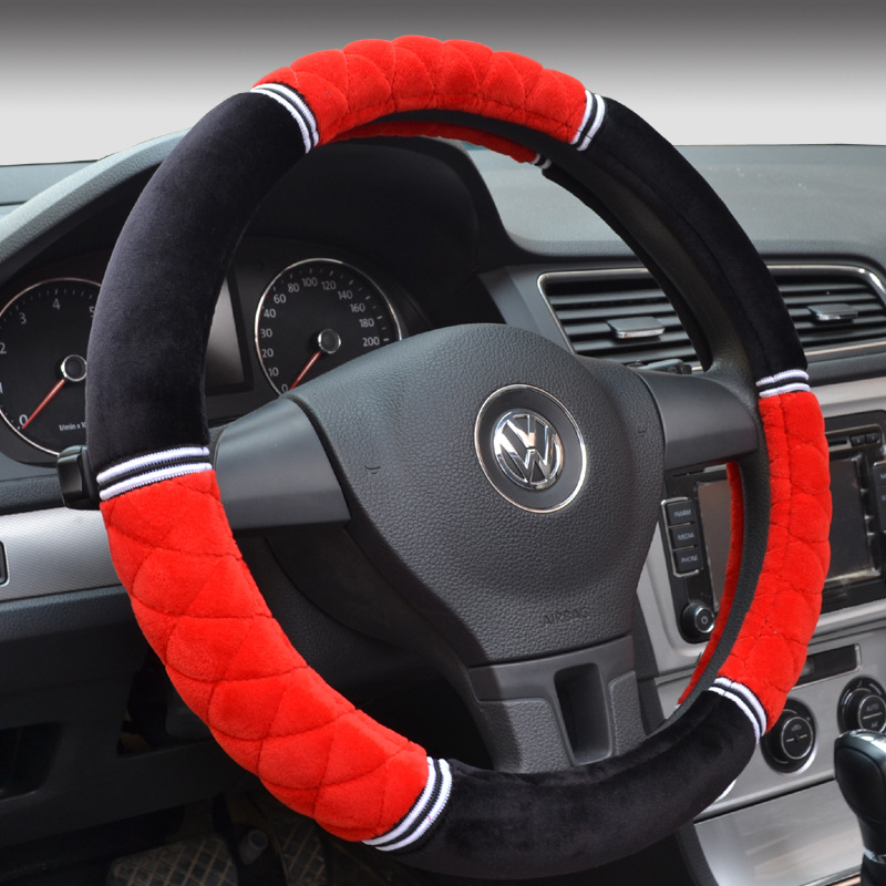 米立新款冬季短毛绒方向盘套绗绣保暖舒适冬季汽车把套批发|ru