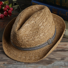 夏季旅游男士草帽 手工編織戶外遮陽帽沙灘帽透氣親子帽廠家批發