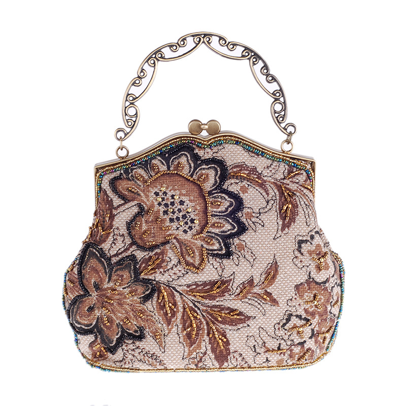 Burlap Beaded Embroidered Bag Handbags Craft Bag Ladies Bag Classical Beaded Bag display picture 16