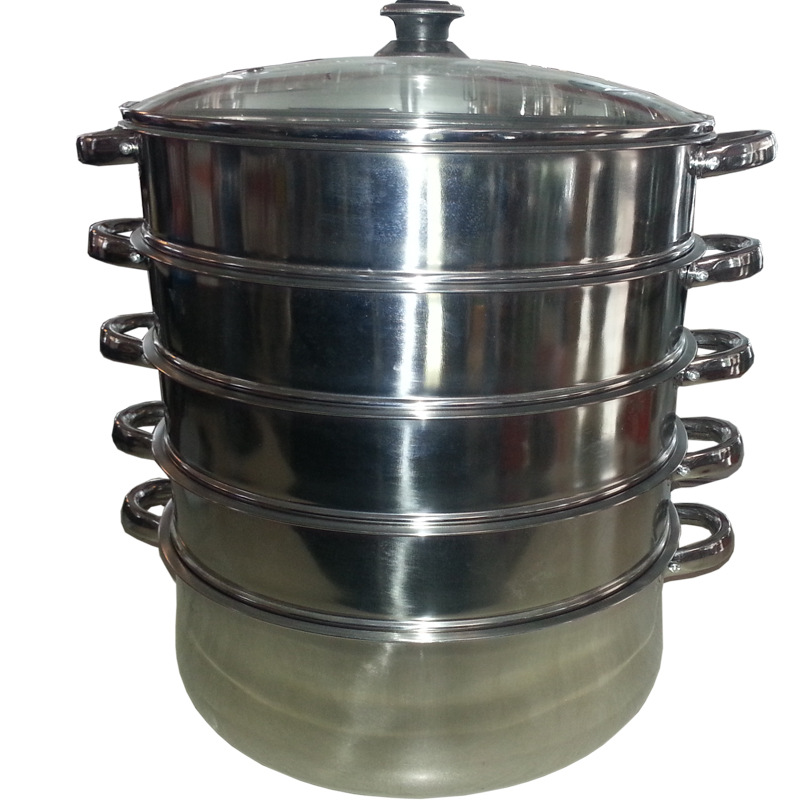 Factory direct sales of stainless steel double-ear steel handle 5-layer steamer, multi-functional household combination steamer detail image 4