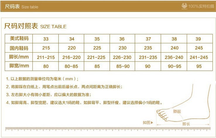 女鞋尺码表
