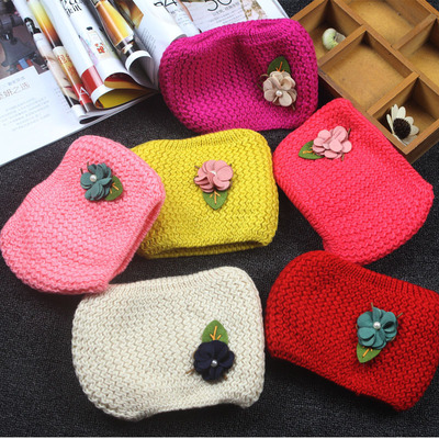 Yiwu children knitting keep warm Collar Korean Edition three-dimensional Flower baby scarf Headgear direct deal
