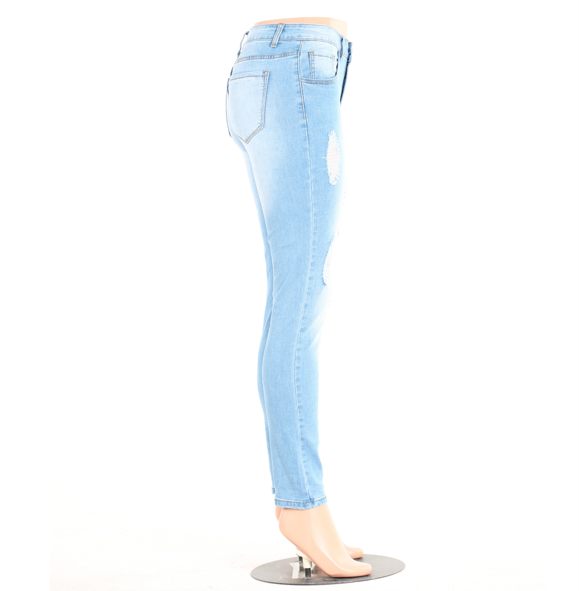 High Waist Ripped Slim Casual Jeans NSYB65153